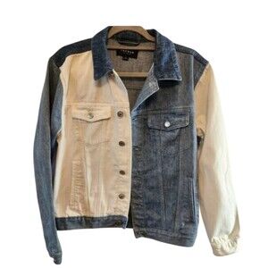 PACSUN MENS BLUE NAVY WHITE JACKET COLORBLOCK 100% COTTON SIZE SMALL